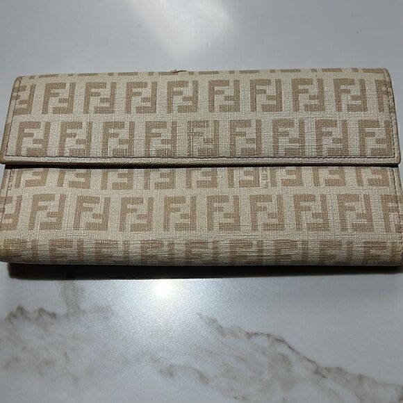 Fendi Wallet Purse Zucchino Canvas Leather Woman - Picture 3 of 12